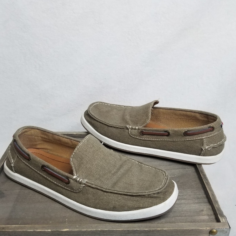 Tommy Hilfiger Men's Irving Canvas Slip On Casual Shoes Sz 7.5 Olive Green